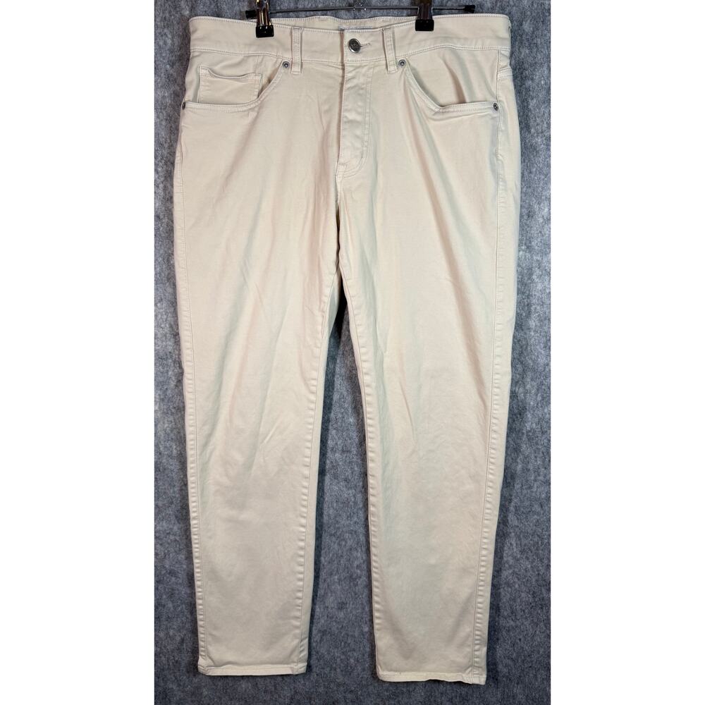 Peter Millar Mens Signature Sateen Classic Fit 32x30 Chino Tan Pants